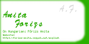 anita forizs business card