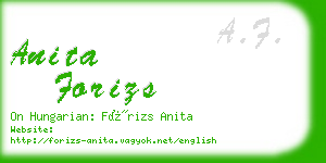 anita forizs business card